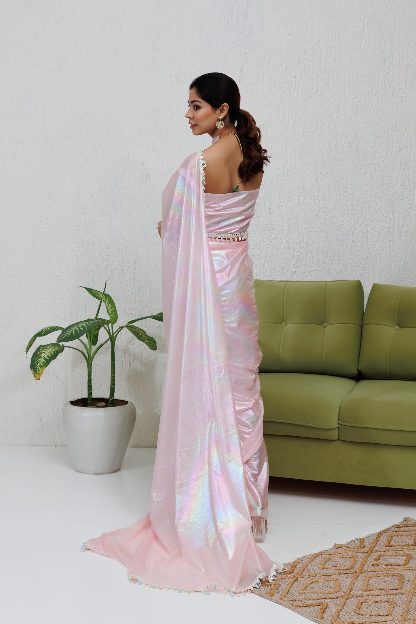 Mystique Melange: Blush Pink Pre draped saree