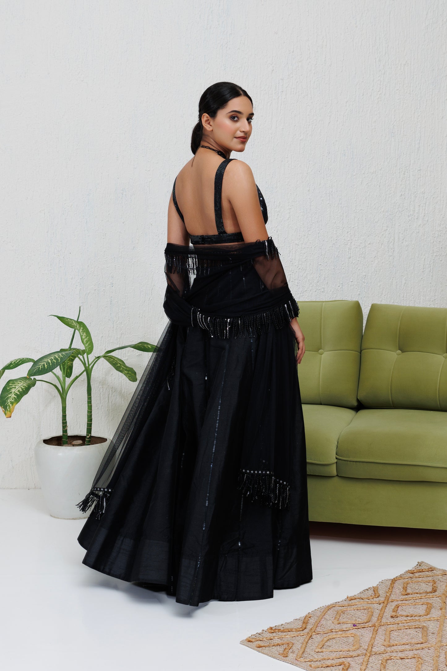 Mystique Melange: Black Sequined lehenga set