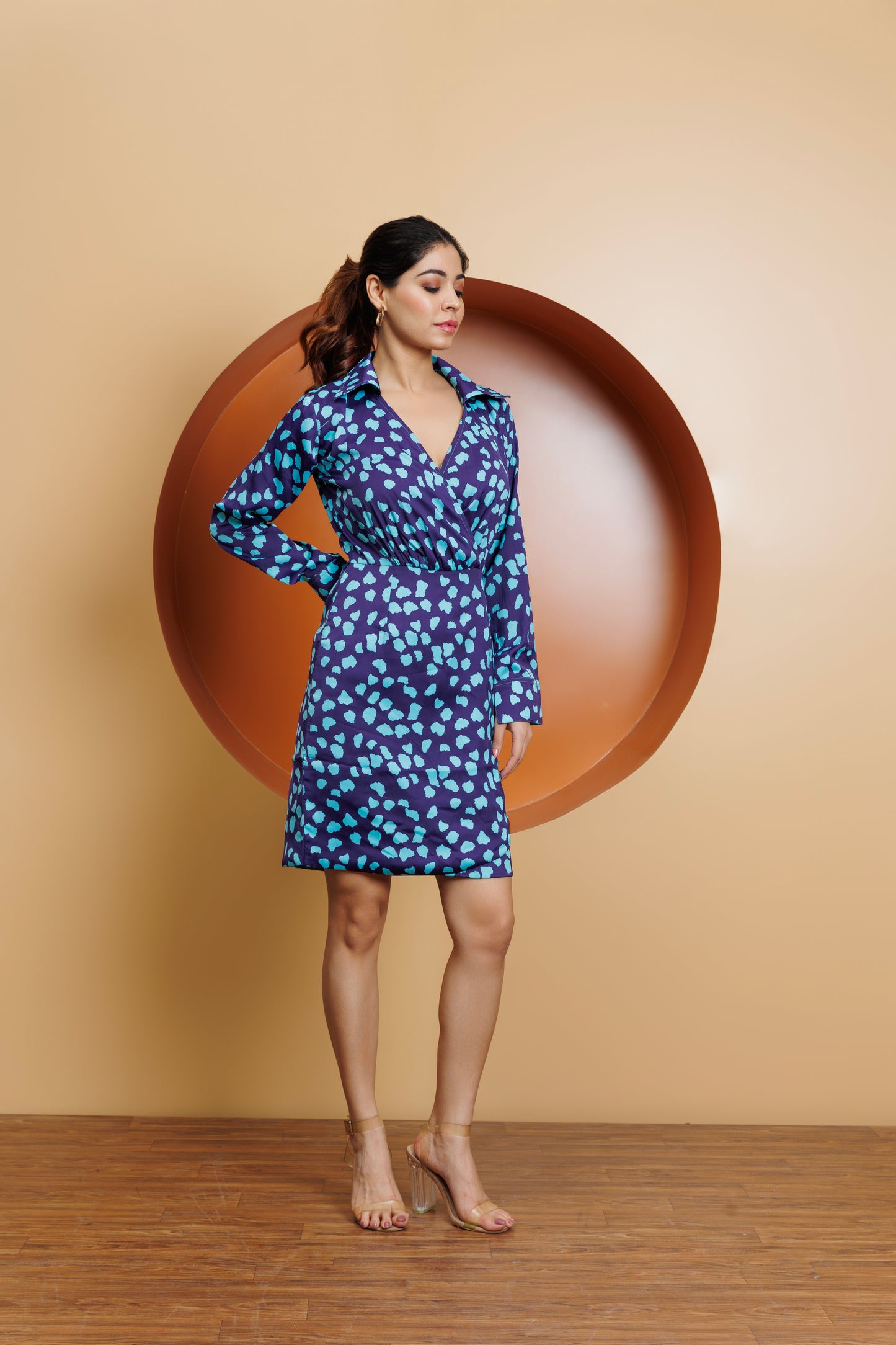 Frontier Chic: Blue printed collar dress