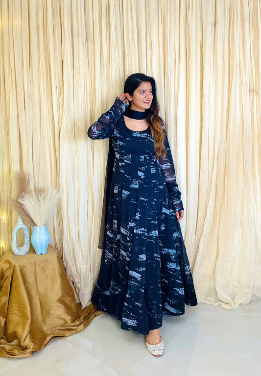 Black Mirage Tie-Dye Anarkali