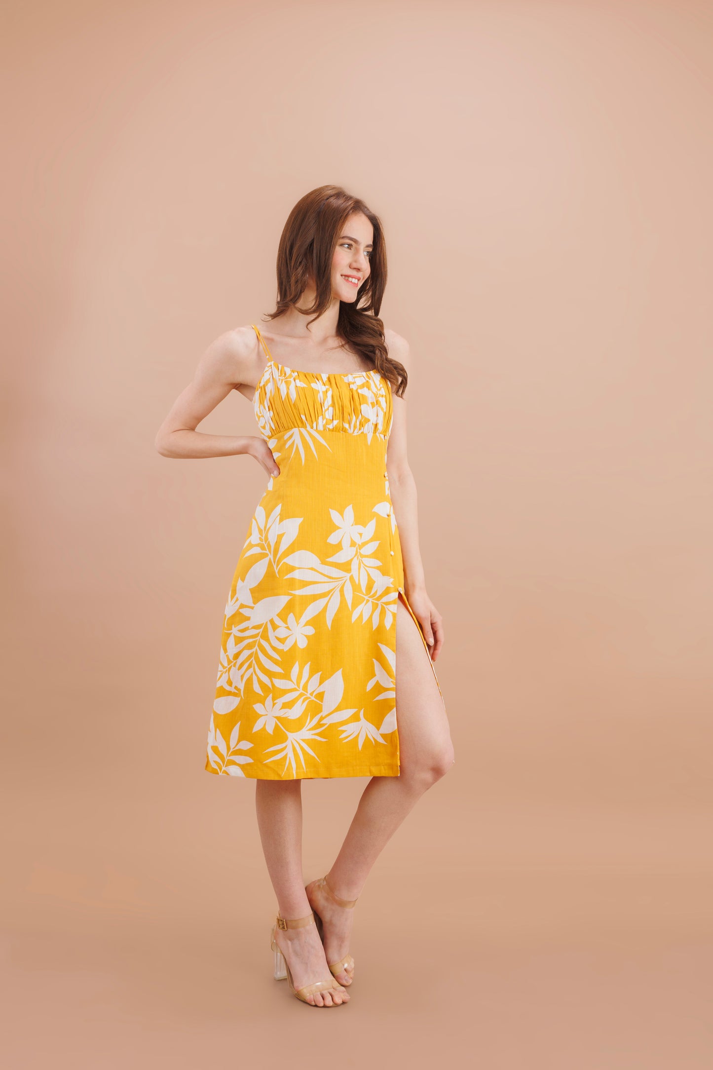 "Sunshine floral side slit dress"