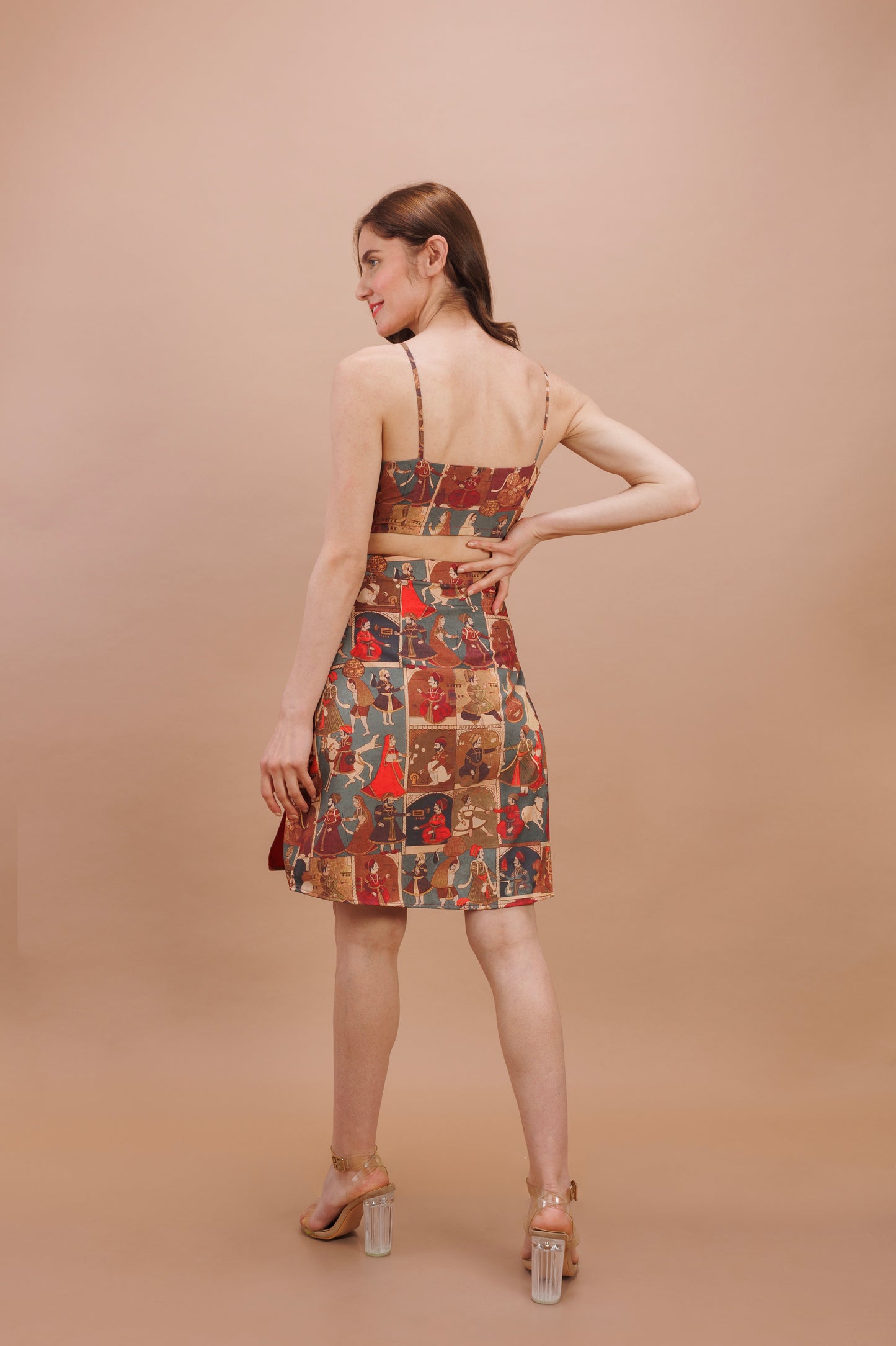 "Cairo printed skirt and bustier set"