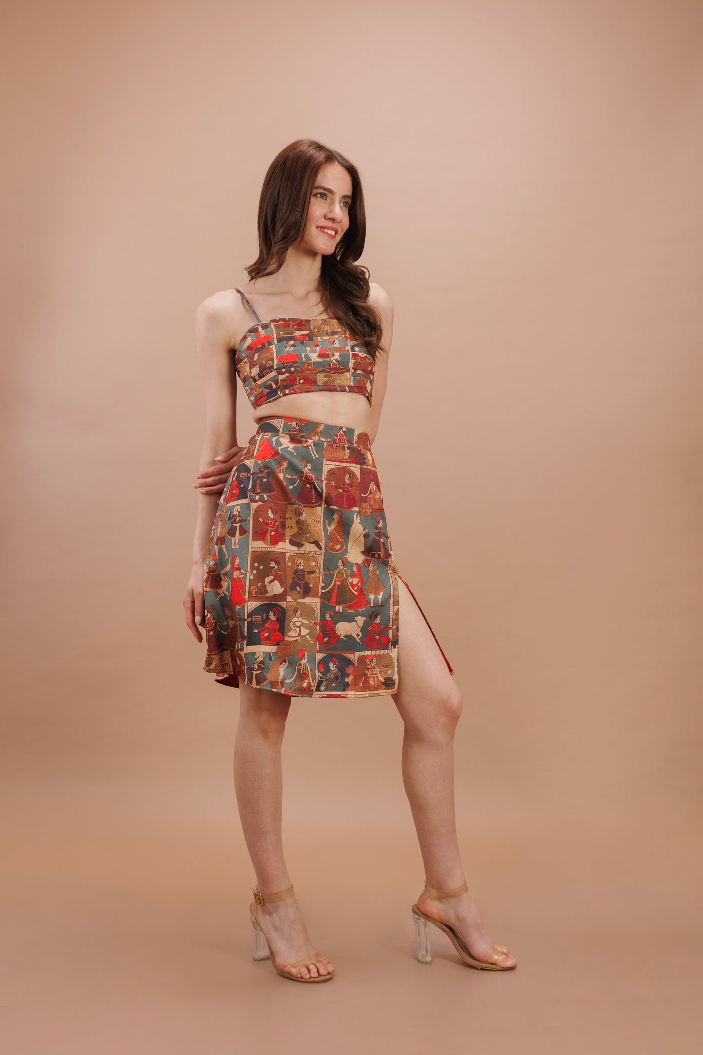 "Cairo printed skirt and bustier set"