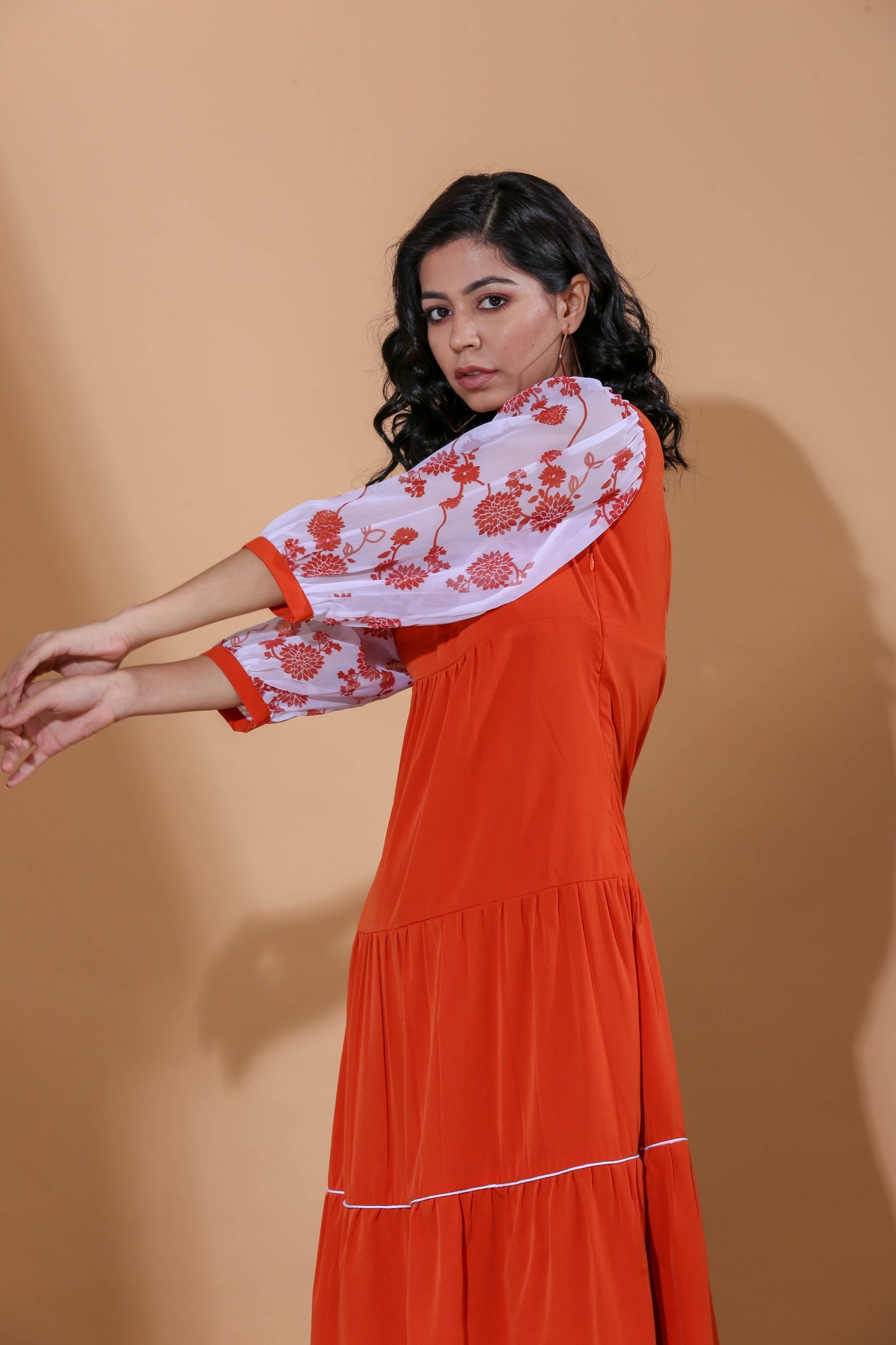 Adhikam- Rust tiered dress