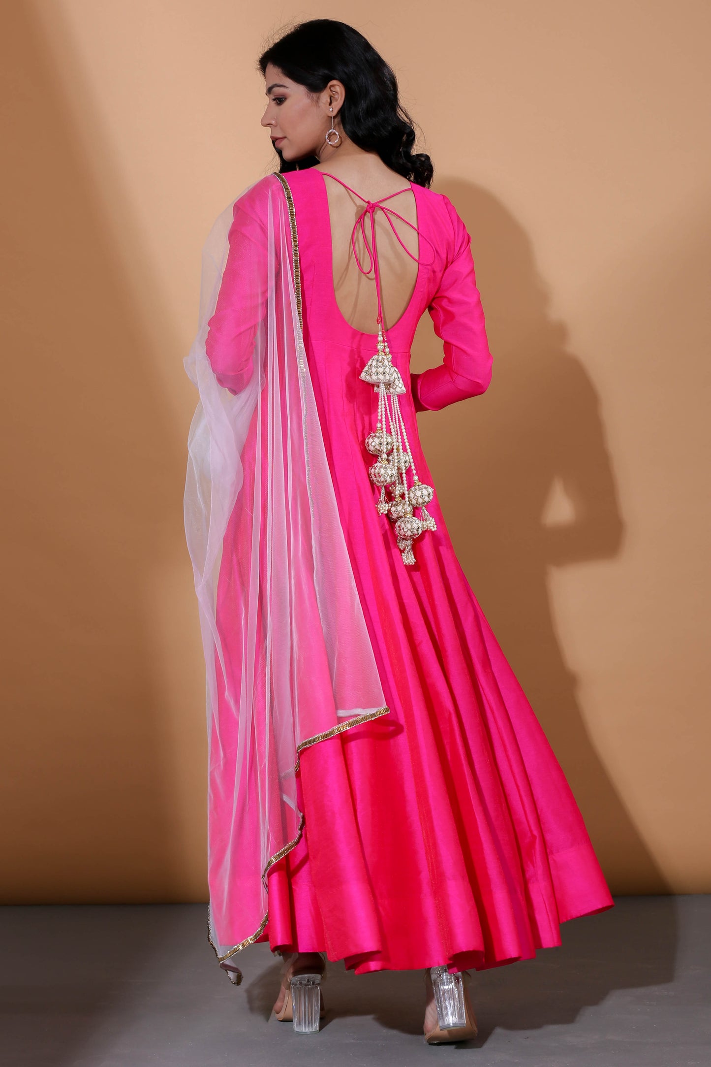 Adhikam- Neon pink A-line anarkali set