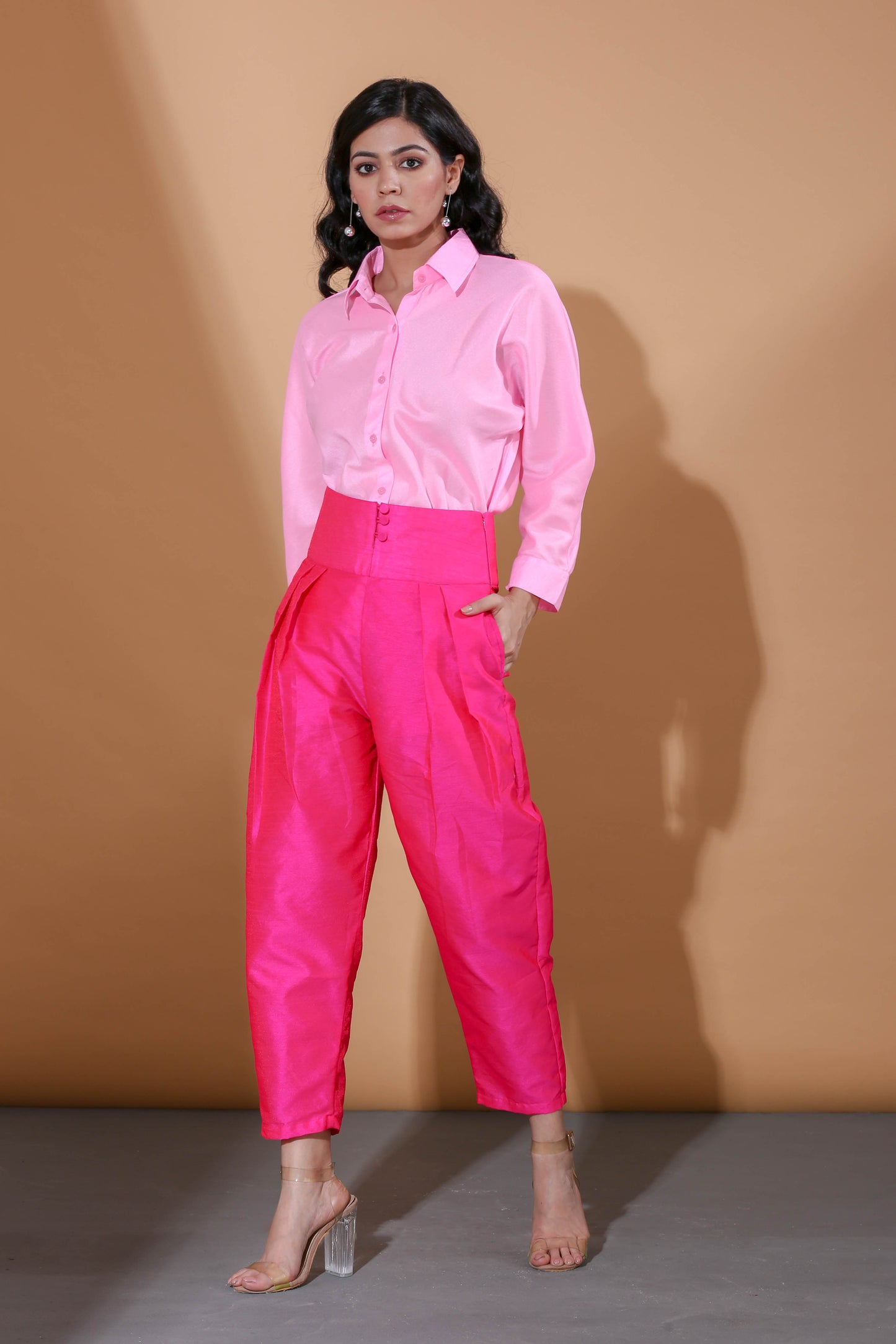 Adhikam- Monochromatic neon pink formal set