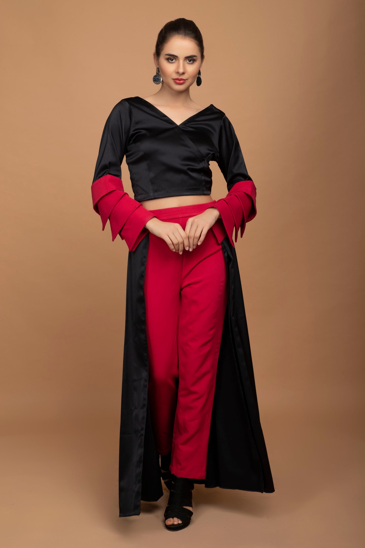Pants with pleated skirt and Top set